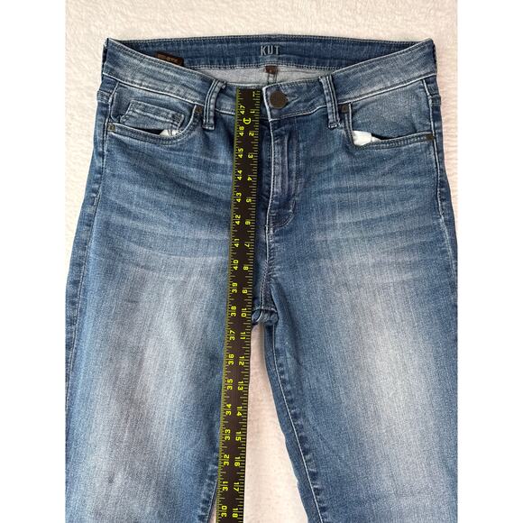 Kut From The Kloth High Rise Toothpick Skinnny Size 6 Whiskered Medium Wash Jean - Picture 4 of 8
